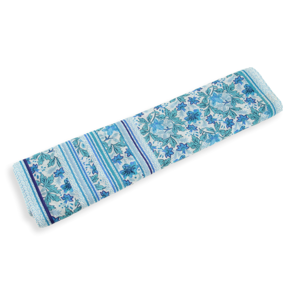Foulard-chèche-femme-coton-soie-imprimé-bleu-Jardin