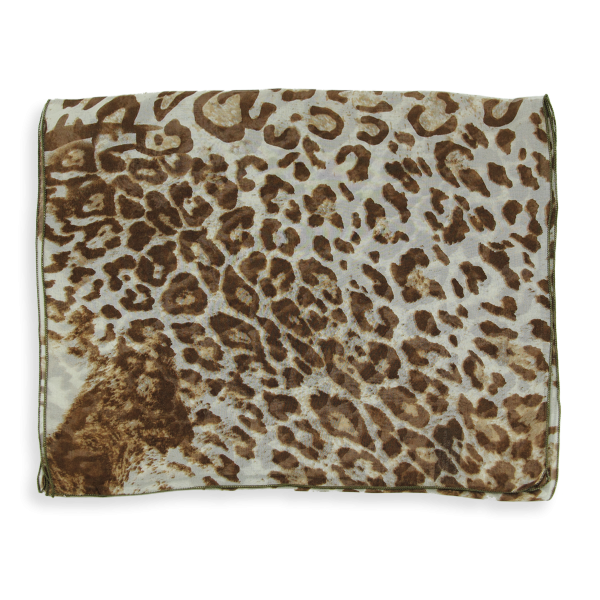 Foulard-femme-beige-soie-imprimée-peau de bête