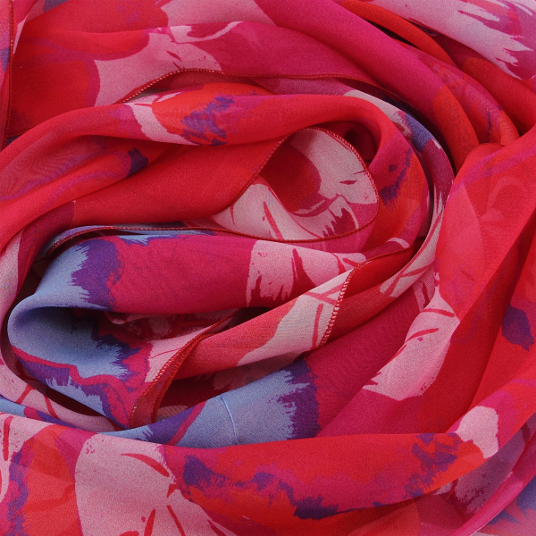 Foulard-femme-soie-imprimée-fleur-pivoine-rouge