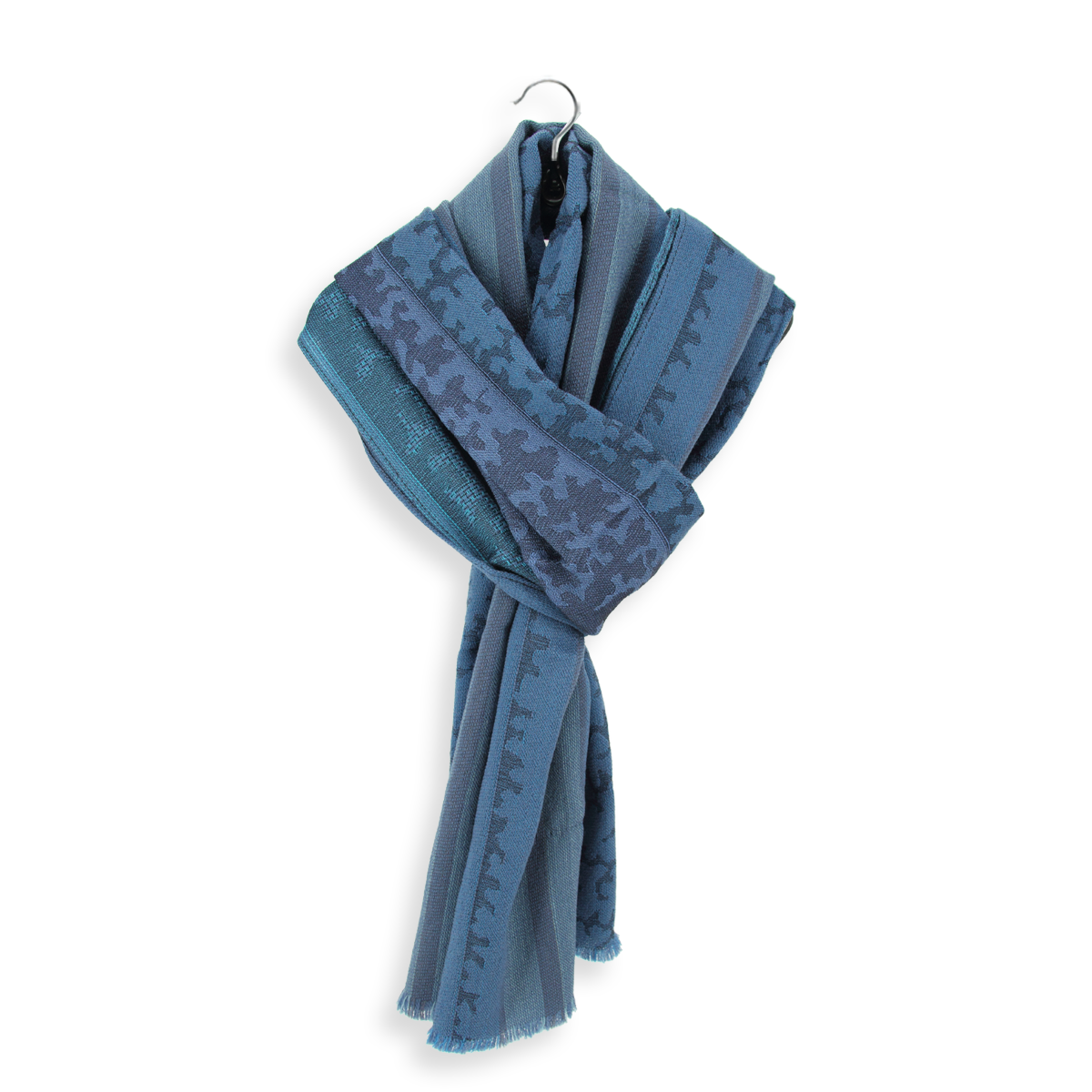 Douce écharpe femme bleu jean en laine et soie | Qualité exceptionnelle.